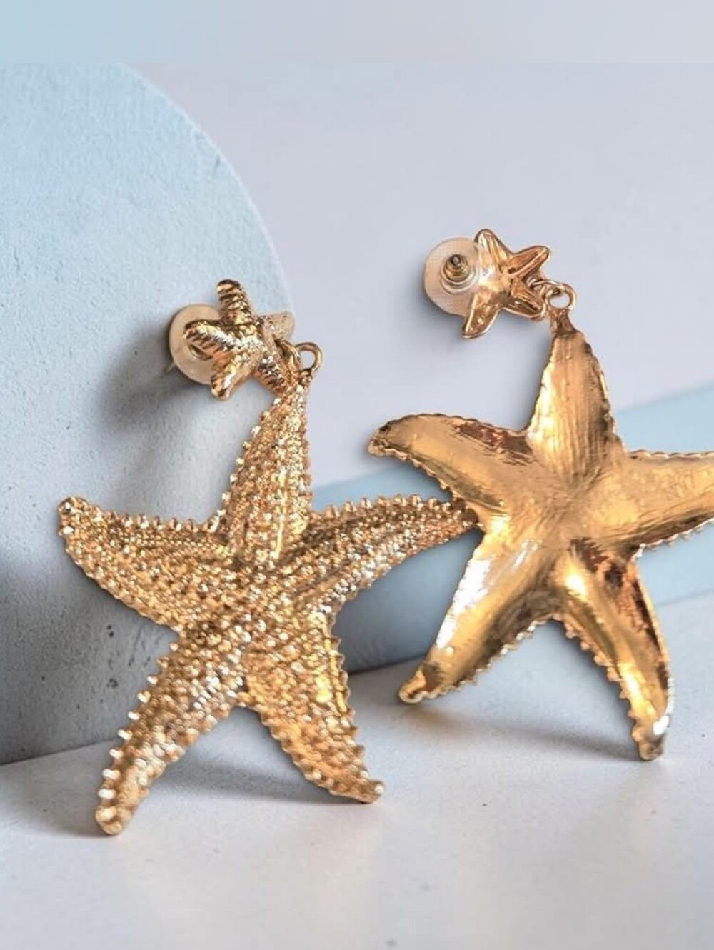 Gold Tone Starfish Drop Earrings
